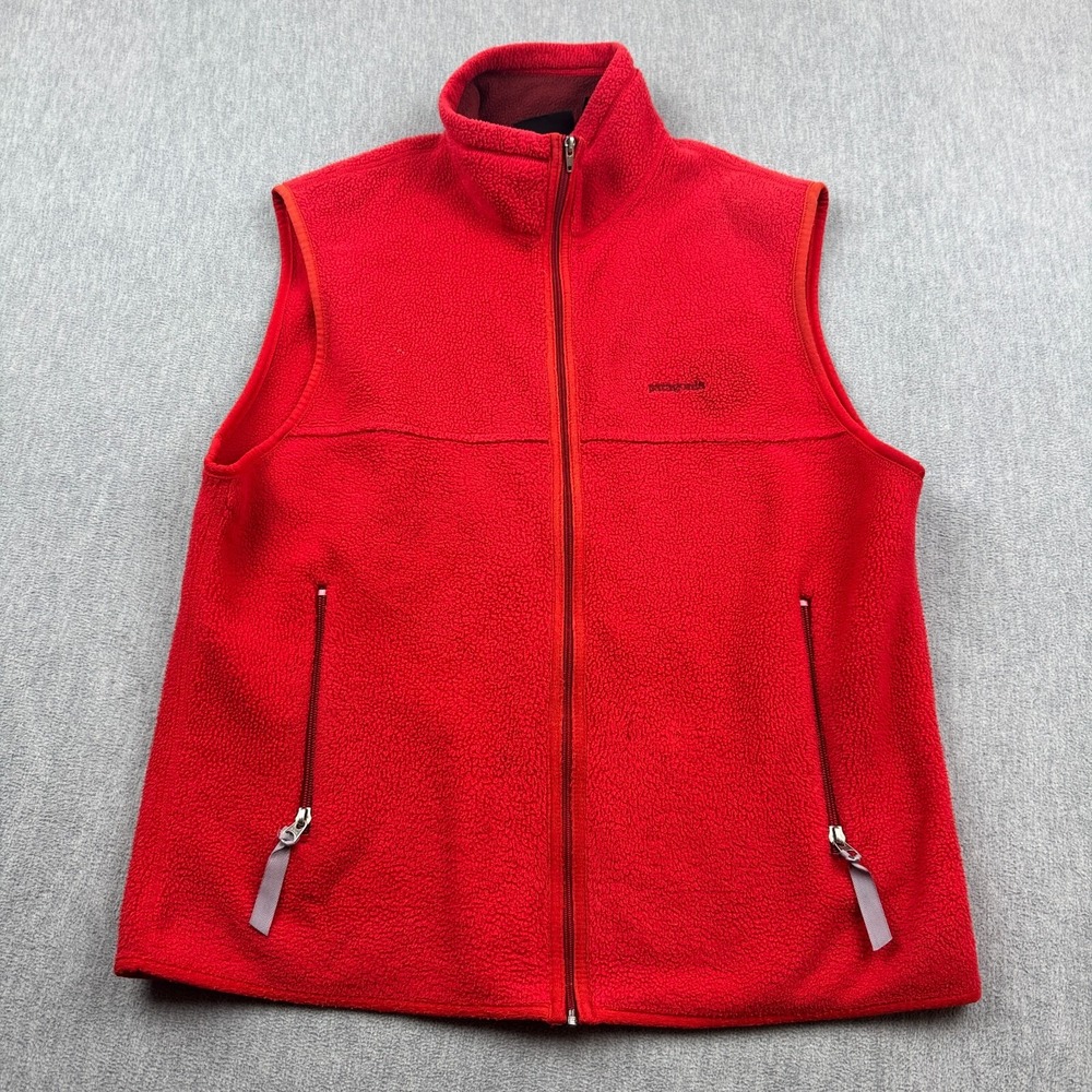 Vintage Patagonia Synchilla Vest Men Large Red Full Zip Fleece Sleeveless Canada